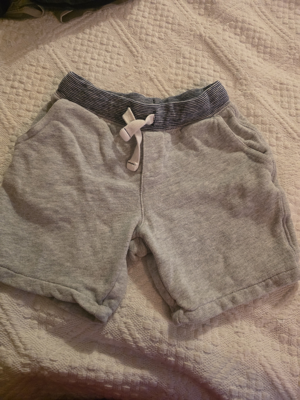 Carter's Light Gray Shorts with Navy Striped Waistband